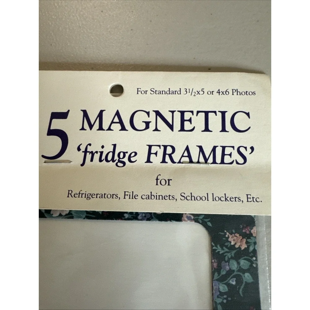 VTG Picture Frame Fridge Magnets Floral Cottage 5pc Set